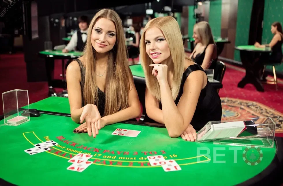 Tampilan dealer pada ruang meja kasino live