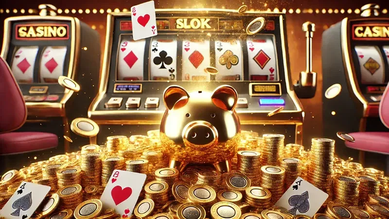 Permainan video slot dengan simbol bonus di layar